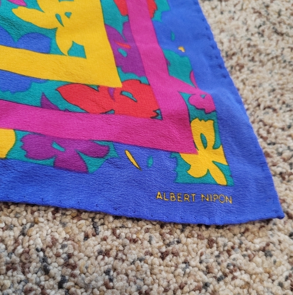 Albert Nipon Large Colorful Floral Head Scarf - Picture 2 of 4